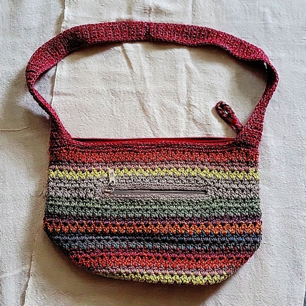 The Sak Red and Multicolor Crochet Shoulder Bag